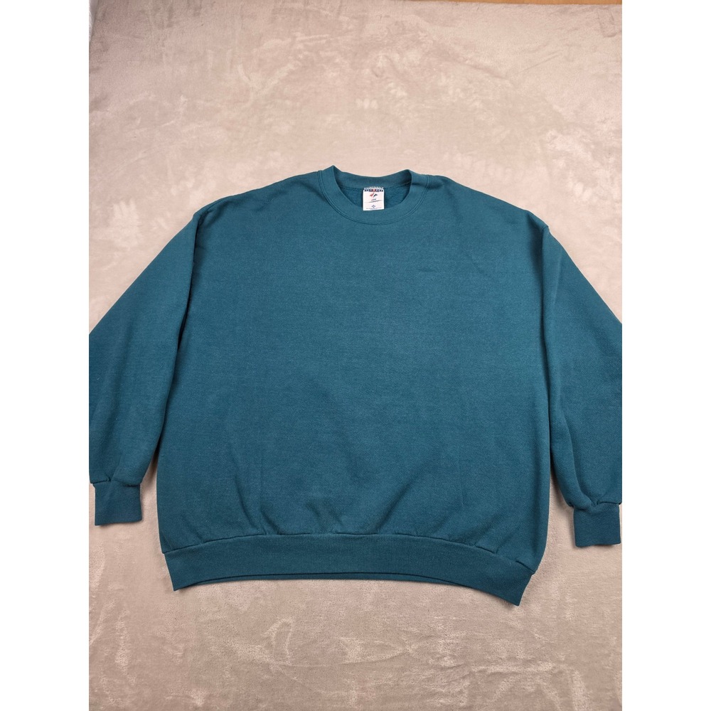 Vintage Jerzees NuBlend Sweatshirt Womens 3X Teal 90s Blank Crewneck USA *Read